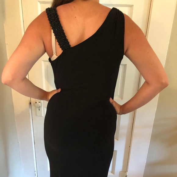 Black, Beaded Asymmetrical Dress - Picture 3 of 3